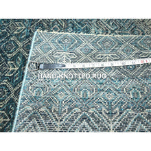 Load image into Gallery viewer, 2&#39;5&quot;x7&#39;7&quot; Sapphire Blue, Kohinoor Herat Pattern, Small Geometric Repetitive Diamond Design, Soft Wool, Tone On Tone, Hand Knotted, Runner, Oriental Rug FWR458340