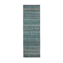 Load image into Gallery viewer, 2&#39;5&quot;x7&#39;7&quot; Jasper Blue, Kohinoor Herat with Small Geometric Repetitive Diamond Design, Pure Wool, Tone On Tone, Hand Knotted, Soft To The Touch, Runner, Oriental Rug FWR458346