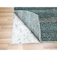Load image into Gallery viewer, 2&#39;5&quot;x7&#39;7&quot; Jasper Blue, Kohinoor Herat With Small Geometric Repetitive Diamond Design, Pure Wool, Tone On Tone, Hand Knotted, Soft To The Touch, Runner, Oriental Rug FWR458346