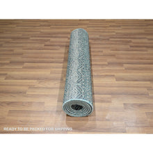 Load image into Gallery viewer, 2&#39;5&quot;x7&#39;7&quot; Jasper Blue, Kohinoor Herat With Small Geometric Repetitive Diamond Design, Pure Wool, Tone On Tone, Hand Knotted, Soft To The Touch, Runner, Oriental Rug FWR458346