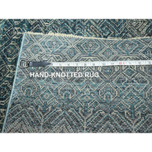 Load image into Gallery viewer, 2&#39;5&quot;x7&#39;7&quot; Jasper Blue, Kohinoor Herat with Small Geometric Repetitive Diamond Design, Pure Wool, Tone On Tone, Hand Knotted, Soft To The Touch, Runner, Oriental Rug FWR458346