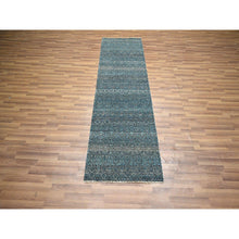 Load image into Gallery viewer, 2&#39;7&quot;x7&#39;7&quot; Pacific Blue, Kohinoor Herat with Small Geometric Repetitive Diamond Pattern, Soft Wool, Tone On Tone, Hand Knotted, Runner, Oriental Rug FWR458352