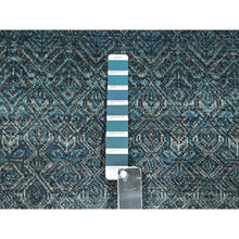 Load image into Gallery viewer, 2&#39;7&quot;x7&#39;7&quot; Pacific Blue, Kohinoor Herat With Small Geometric Repetitive Diamond Pattern, Soft Wool, Tone On Tone, Hand Knotted, Runner, Oriental Rug FWR458352