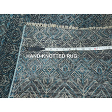 Load image into Gallery viewer, 2&#39;7&quot;x7&#39;7&quot; Pacific Blue, Kohinoor Herat with Small Geometric Repetitive Diamond Pattern, Soft Wool, Tone On Tone, Hand Knotted, Runner, Oriental Rug FWR458352