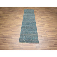 Load image into Gallery viewer, 2&#39;7&quot;x7&#39;7&quot; Teal Blue, Kohinoor Herat Pattern, Small Geometric Repetitive Diamond Design, Soft Pile, Pure Wool, Tone On Tone, Hand Knotted, Runner, Oriental Rug FWR458358