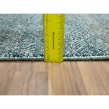 Load image into Gallery viewer, 2&#39;7&quot;x7&#39;7&quot; Teal Blue, Kohinoor Herat Pattern, Small Geometric Repetitive Diamond Design, Soft Pile, Pure Wool, Tone On Tone, Hand Knotted, Runner, Oriental Rug FWR458358
