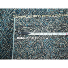 Load image into Gallery viewer, 2&#39;7&quot;x7&#39;7&quot; Teal Blue, Kohinoor Herat Pattern, Small Geometric Repetitive Diamond Design, Soft Pile, Pure Wool, Tone On Tone, Hand Knotted, Runner, Oriental Rug FWR458358