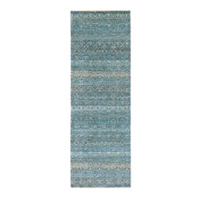 Load image into Gallery viewer, 2&#39;6&quot;x7&#39;7&quot; Jasper Blue, Tone On Tone, Kohinoor Herat with Small Geometric Repetitive Diamond Design, Soft Wool, Hand Knotted, Runner, Oriental Rug FWR458364