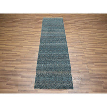Load image into Gallery viewer, 2&#39;6&quot;x7&#39;7&quot; Jasper Blue, Tone On Tone, Kohinoor Herat with Small Geometric Repetitive Diamond Design, Soft Wool, Hand Knotted, Runner, Oriental Rug FWR458364