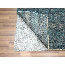 Load image into Gallery viewer, 2&#39;6&quot;x7&#39;7&quot; Jasper Blue, Tone On Tone, Kohinoor Herat With Small Geometric Repetitive Diamond Design, Soft Wool, Hand Knotted, Runner, Oriental Rug FWR458364