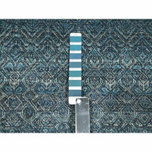 Load image into Gallery viewer, 2&#39;6&quot;x7&#39;7&quot; Jasper Blue, Tone On Tone, Kohinoor Herat With Small Geometric Repetitive Diamond Design, Soft Wool, Hand Knotted, Runner, Oriental Rug FWR458364