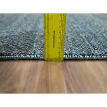 Load image into Gallery viewer, 2&#39;6&quot;x7&#39;7&quot; Jasper Blue, Tone On Tone, Kohinoor Herat with Small Geometric Repetitive Diamond Design, Soft Wool, Hand Knotted, Runner, Oriental Rug FWR458364