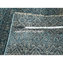 Load image into Gallery viewer, 2&#39;6&quot;x7&#39;7&quot; Jasper Blue, Tone On Tone, Kohinoor Herat with Small Geometric Repetitive Diamond Design, Soft Wool, Hand Knotted, Runner, Oriental Rug FWR458364