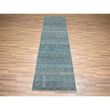 Load image into Gallery viewer, 2&#39;6&quot;x7&#39;8&quot; Pacific Blue, Hand Knotted, Kohinoor Herat Pattern, Small Geometric Repetitive Diamond Design, Soft Wool, Tone On Tone, Runner, Oriental Rug FWR458370