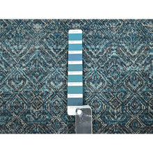Load image into Gallery viewer, 2&#39;6&quot;x7&#39;8&quot; Pacific Blue, Hand Knotted, Kohinoor Herat Pattern, Small Geometric Repetitive Diamond Design, Soft Wool, Tone On Tone, Runner, Oriental Rug FWR458370