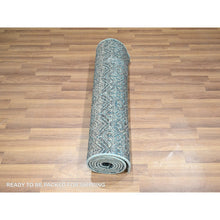 Load image into Gallery viewer, 2&#39;6&quot;x7&#39;8&quot; Pacific Blue, Hand Knotted, Kohinoor Herat Pattern, Small Geometric Repetitive Diamond Design, Soft Wool, Tone On Tone, Runner, Oriental Rug FWR458370