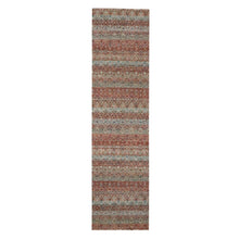 Load image into Gallery viewer, 2&#39;7&quot;x10&#39;2&quot; Chili Red, Kohinoor Herat with Small Geometric Repetitive Diamond Pattern, Soft and Shiny Wool, Tone On Tone, Hand Knotted, Runner, Oriental Rug FWR458382