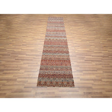 Load image into Gallery viewer, 2&#39;7&quot;x10&#39;2&quot; Chili Red, Kohinoor Herat with Small Geometric Repetitive Diamond Pattern, Soft and Shiny Wool, Tone On Tone, Hand Knotted, Runner, Oriental Rug FWR458382