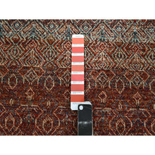 Load image into Gallery viewer, 2&#39;7&quot;x10&#39;2&quot; Chili Red, Kohinoor Herat with Small Geometric Repetitive Diamond Pattern, Soft and Shiny Wool, Tone On Tone, Hand Knotted, Runner, Oriental Rug FWR458382