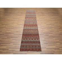 Load image into Gallery viewer, 2&#39;7&quot;x10&#39;2&quot; Paprika Red, Tone On Tone, Kohinoor Herat With Small Geometric Repetitive Diamond Pattern, Soft Wool, Hand Knotted, Runner, Oriental Rug FWR458388