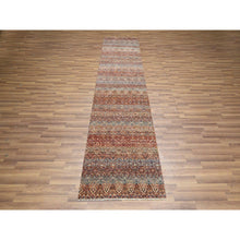 Load image into Gallery viewer, 2&#39;7&quot;x10&#39; Summer Fig Red, Kohinoor Herat With Small Geometric Repetitive Diamond Design, Soft And Vibrant Wool, Tone On Tone, Hand Knotted, Runner, Oriental Rug FWR458394