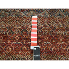 Load image into Gallery viewer, 2&#39;7&quot;x10&#39; Summer Fig Red, Kohinoor Herat With Small Geometric Repetitive Diamond Design, Soft And Vibrant Wool, Tone On Tone, Hand Knotted, Runner, Oriental Rug FWR458394