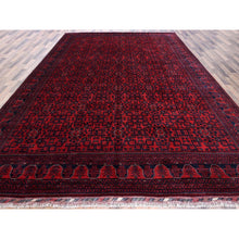 Load image into Gallery viewer, 9&#39;9&quot;x13&#39;3&quot; Crimson Red, Afghan Khamyab with Tribal Motifs Pattern, Soft and Velvety Wool, Hand Knotted, Vegetable Dyes, Oriental Rug FWR4578