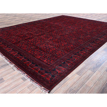 Load image into Gallery viewer, 9&#39;9&quot;x13&#39;3&quot; Crimson Red, Afghan Khamyab with Tribal Motifs Pattern, Soft and Velvety Wool, Hand Knotted, Vegetable Dyes, Oriental Rug FWR4578