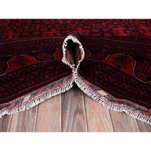 Load image into Gallery viewer, 9&#39;9&quot;x13&#39;3&quot; Crimson Red, Afghan Khamyab with Tribal Motifs Pattern, Soft and Velvety Wool, Hand Knotted, Vegetable Dyes, Oriental Rug FWR4578