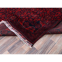 Load image into Gallery viewer, 9&#39;9&quot;x13&#39;3&quot; Crimson Red, Afghan Khamyab with Tribal Motifs Pattern, Soft and Velvety Wool, Hand Knotted, Vegetable Dyes, Oriental Rug FWR4578