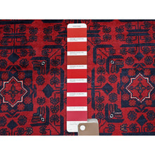 Load image into Gallery viewer, 9&#39;9&quot;x13&#39;3&quot; Crimson Red, Afghan Khamyab with Tribal Motifs Pattern, Soft and Velvety Wool, Hand Knotted, Vegetable Dyes, Oriental Rug FWR4578