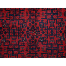 Load image into Gallery viewer, 9&#39;9&quot;x13&#39;3&quot; Crimson Red, Afghan Khamyab with Tribal Motifs Pattern, Soft and Velvety Wool, Hand Knotted, Vegetable Dyes, Oriental Rug FWR4578
