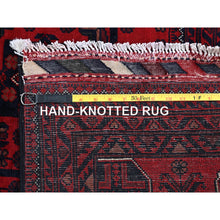 Load image into Gallery viewer, 9&#39;9&quot;x13&#39;3&quot; Crimson Red, Afghan Khamyab with Tribal Motifs Pattern, Soft and Velvety Wool, Hand Knotted, Vegetable Dyes, Oriental Rug FWR4578