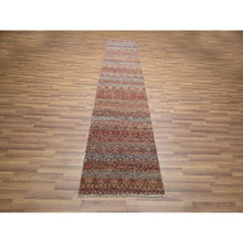 Load image into Gallery viewer, 2&#39;6&quot;x10&#39;2&quot; Chili Red, Kohinoor Herat with Small Geometric Repetitive Diamond Pattern, Tone on Tone, Soft and Shiny Wool, Hand Knotted, Runner, Oriental Rug FWR458406