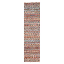 Load image into Gallery viewer, 2&#39;7&quot;x10&#39; Summer Fig Red, Kohinoor Herat with Small Geometric Repetitive Diamond Pattern, Tone on Tone, Soft and Shiny Wool, Hand Knotted, Runner, Oriental Rug FWR458412