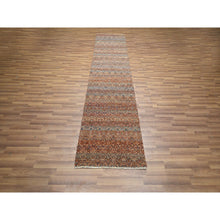 Load image into Gallery viewer, 2&#39;7&quot;x10&#39; Summer Fig Red, Kohinoor Herat with Small Geometric Repetitive Diamond Pattern, Tone on Tone, Soft and Shiny Wool, Hand Knotted, Runner, Oriental Rug FWR458412
