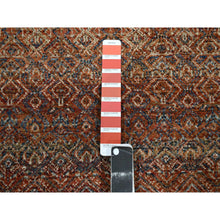 Load image into Gallery viewer, 2&#39;7&quot;x10&#39; Summer Fig Red, Kohinoor Herat with Small Geometric Repetitive Diamond Pattern, Tone on Tone, Soft and Shiny Wool, Hand Knotted, Runner, Oriental Rug FWR458412