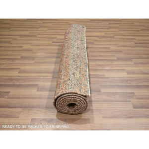 2'7"x10' Summer Fig Red, Kohinoor Herat with Small Geometric Repetitive Diamond Pattern, Tone on Tone, Soft and Shiny Wool, Hand Knotted, Runner, Oriental Rug FWR458412