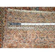 Load image into Gallery viewer, 2&#39;7&quot;x10&#39; Summer Fig Red, Kohinoor Herat with Small Geometric Repetitive Diamond Pattern, Tone on Tone, Soft and Shiny Wool, Hand Knotted, Runner, Oriental Rug FWR458412