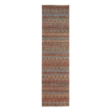 Load image into Gallery viewer, 2&#39;7&quot;x10&#39; Chili Red, Kohinoor Herat with Small Geometric Repetitive Diamond Pattern, Soft and Shiny Wool, Hand Knotted, Tone on Tone, Runner, Oriental Rug FWR458418