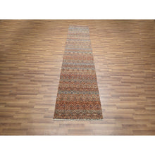 Load image into Gallery viewer, 2&#39;7&quot;x10&#39; Chili Red, Kohinoor Herat with Small Geometric Repetitive Diamond Pattern, Soft and Shiny Wool, Hand Knotted, Tone on Tone, Runner, Oriental Rug FWR458418