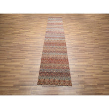 Load image into Gallery viewer, 2&#39;7&quot;x10&#39; Clay Red, Hand Knotted, Kohinoor Herat with Small Geometric Repetitive Diamond Pattern, Tone on Tone, Soft Wool, Runner, Oriental Rug FWR458430