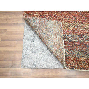 2'7"x10' Clay Red, Hand Knotted, Kohinoor Herat with Small Geometric Repetitive Diamond Pattern, Tone on Tone, Soft Wool, Runner, Oriental Rug FWR458430