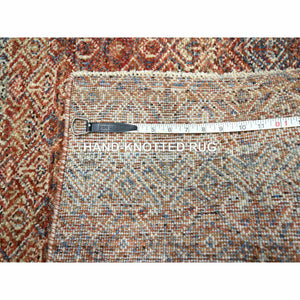 2'7"x10' Clay Red, Hand Knotted, Kohinoor Herat with Small Geometric Repetitive Diamond Pattern, Tone on Tone, Soft Wool, Runner, Oriental Rug FWR458430