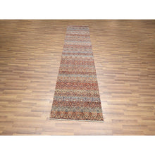 Load image into Gallery viewer, 2&#39;7&quot;x10&#39; Rust Red, Soft And Shiny Wool, Kohinoor Herat Design, Small Geometric Repetitive Diamond Pattern, Tone On Tone, Hand Knotted, Runner, Oriental Rug FWR458442