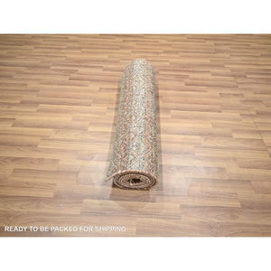 2'7"x10' Chili Red, Kohinoor Herat with Small Geometric Repetitive Diamond Pattern, Tone on Tone, Soft and Shiny Wool, Hand Knotted, Runner, Oriental Rug FWR458448