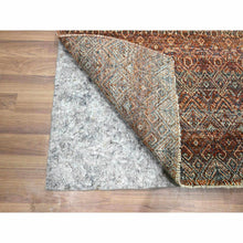 Load image into Gallery viewer, 2&#39;7&quot;x10&#39; Clay Red, Kohinoor Herat with Small Geometric Repetitive Diamond Pattern, Tone on Tone, Soft and Shiny Wool, Hand Knotted, Runner, Oriental Rug FWR458454