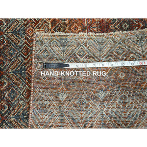 2'7"x10' Clay Red, Kohinoor Herat with Small Geometric Repetitive Diamond Pattern, Tone on Tone, Soft and Shiny Wool, Hand Knotted, Runner, Oriental Rug FWR458454