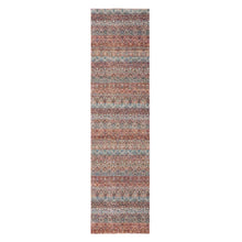 Load image into Gallery viewer, 2&#39;7&quot;x10&#39; Summer Fig Red, Kohinoor Herat with Small Geometric Repetitive Diamond Pattern, Tone on Tone, Soft and Shiny Wool, Hand Knotted, Runner, Oriental Rug FWR458460