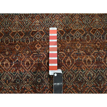 Load image into Gallery viewer, 2&#39;7&quot;x10&#39; Summer Fig Red, Kohinoor Herat with Small Geometric Repetitive Diamond Pattern, Tone on Tone, Soft and Shiny Wool, Hand Knotted, Runner, Oriental Rug FWR458460